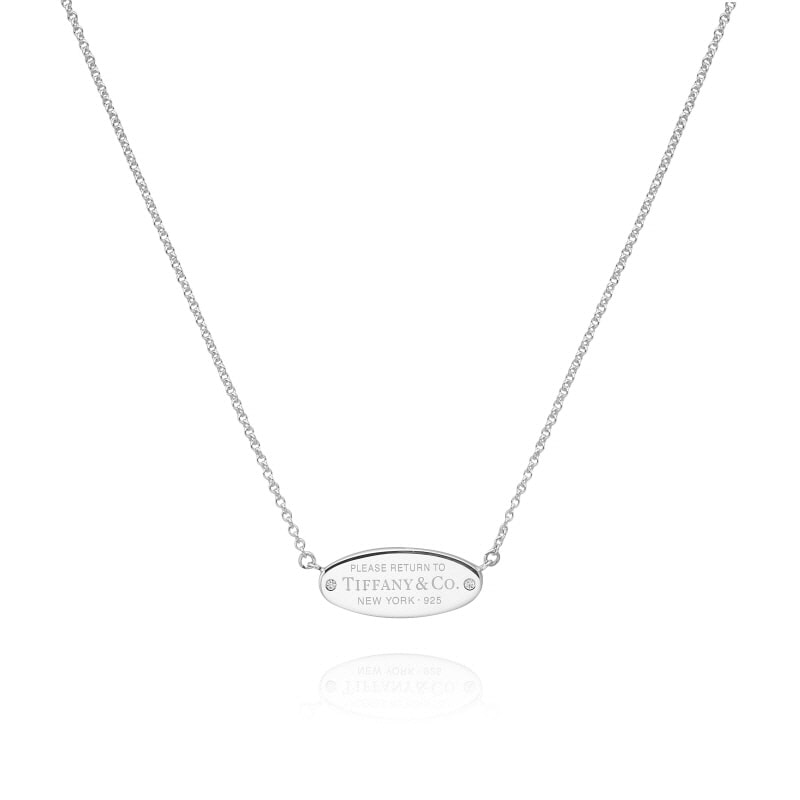 Oval ID pendant silver necklace