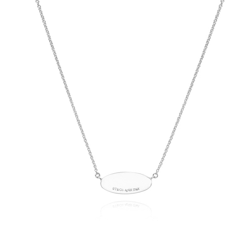 Oval ID pendant silver necklace