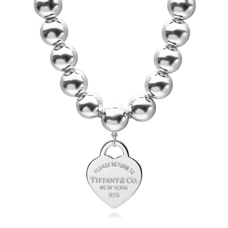 Heart Tag Bead 7in Silver Bracelet