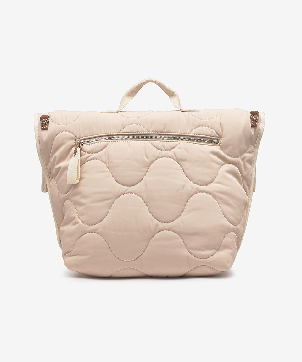 Common nylon quilted tote bag - Ecru