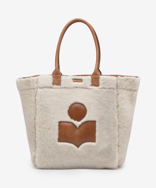 Women's fur logo tote bag - Ecru