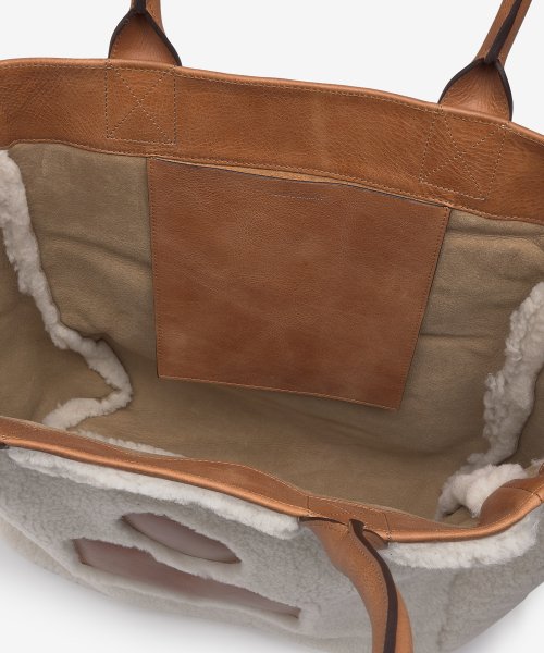 Women's fur logo tote bag - Ecru