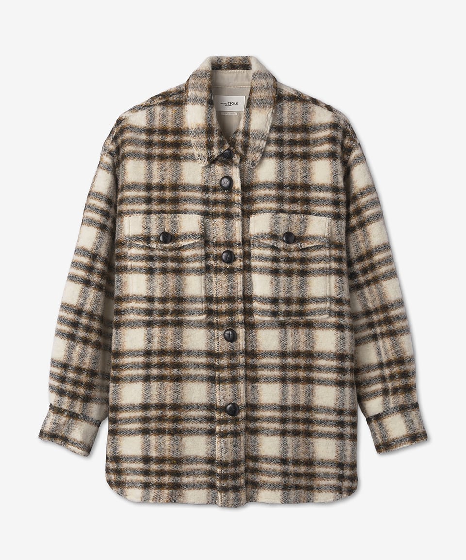 Women's Haveli Wool Check Jacket - Ecru