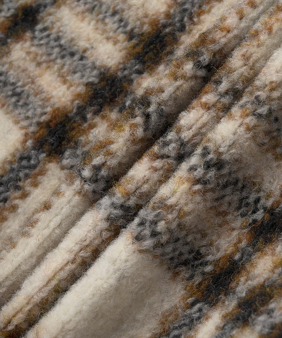 Women's Gabrielle Wool Check Coat - Ecru