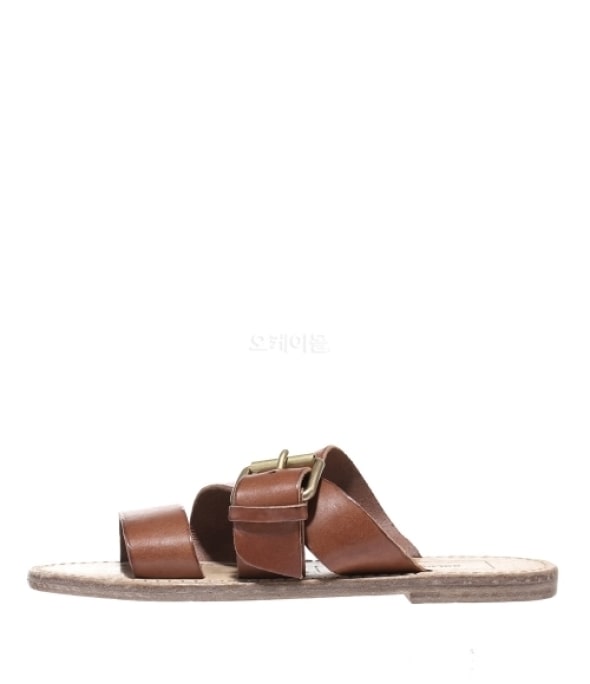 Resin coated leather Margaret flat sandals