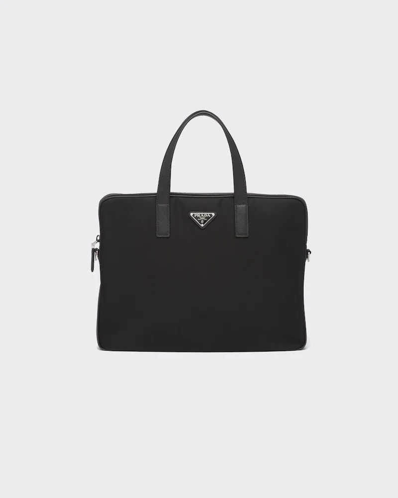  Re-Nylon leather briefcase 