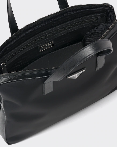  Re-Nylon leather briefcase 