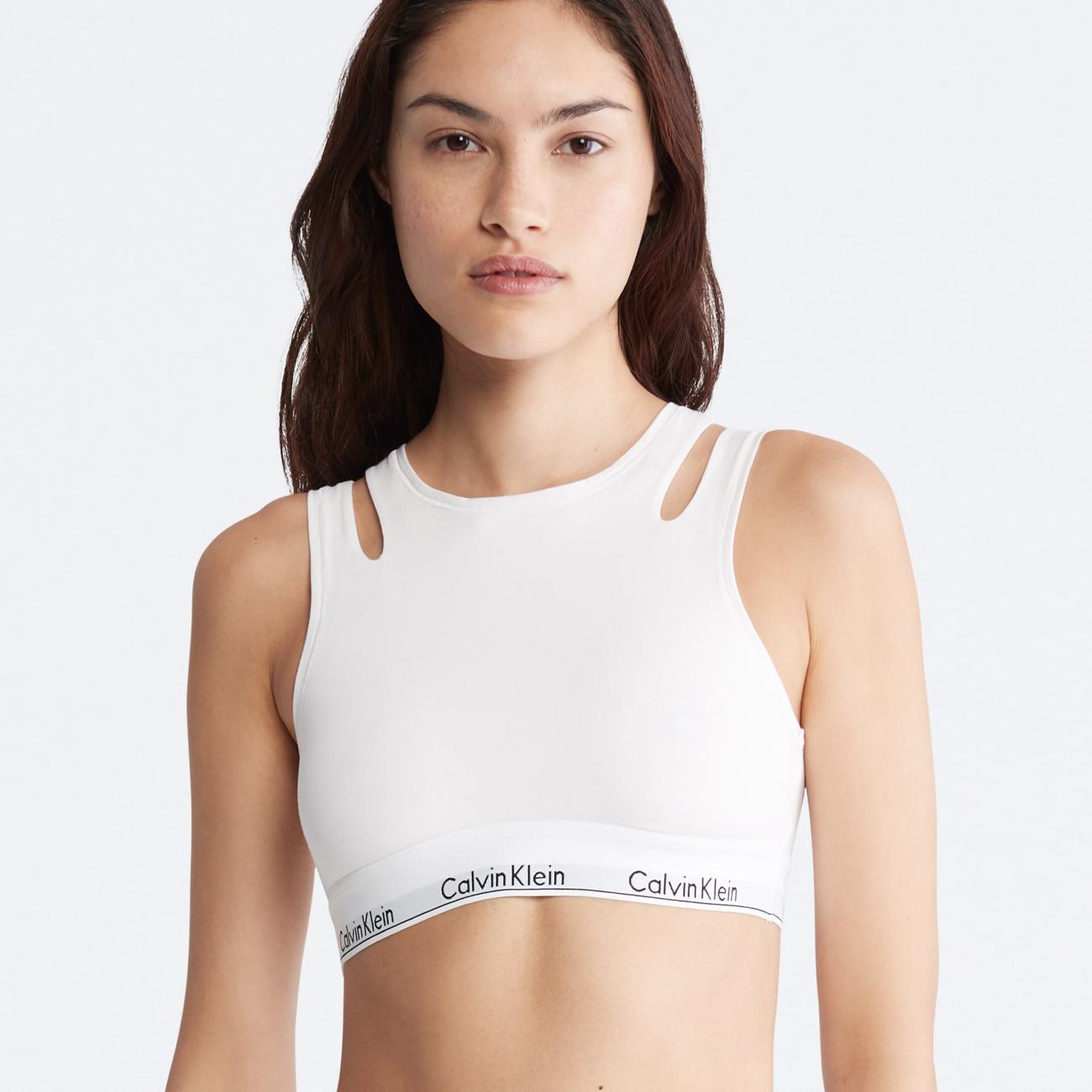 Women's Modern Cotton Deconstructed Lined Bralette WHITE