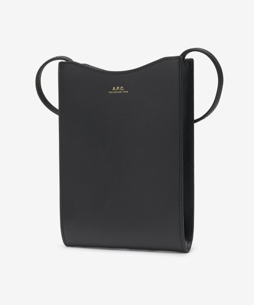 JAMIE BLACK LEATHER CROSSBODY BAG WITH LOGO A.P.C. WOMAN