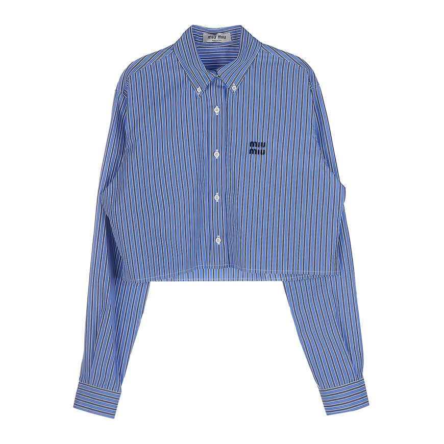 Chest logo stripe cropped shirt