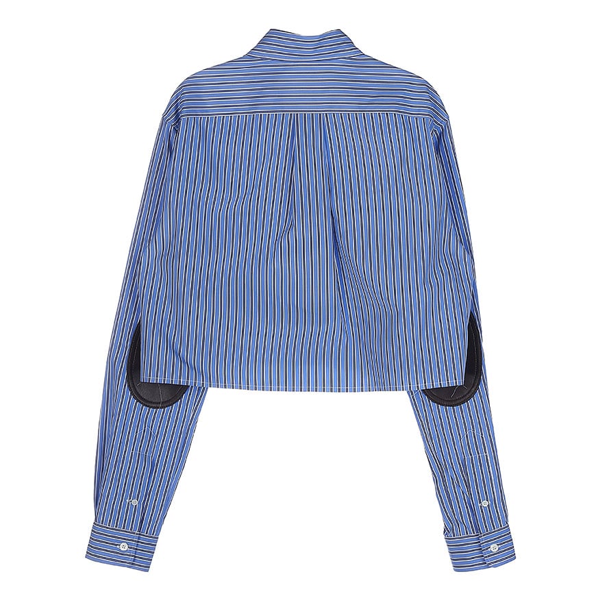 Chest logo stripe cropped shirt