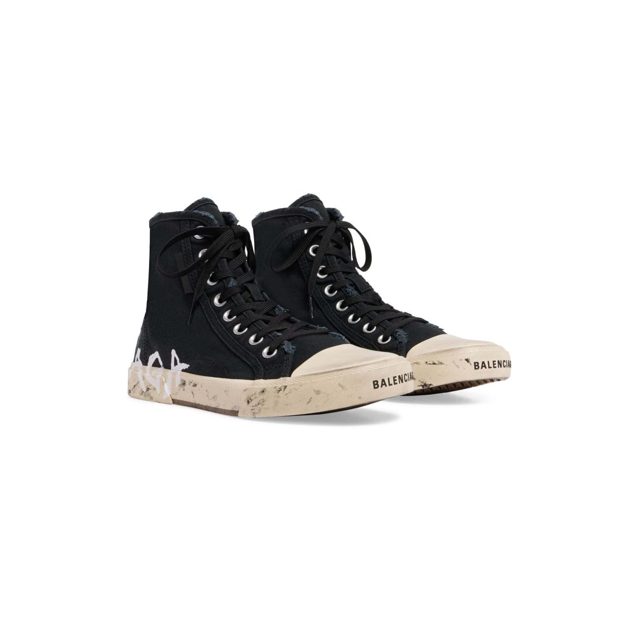 PARIS HIGH TOP GRAFFITI SNEAKER IN BLACK