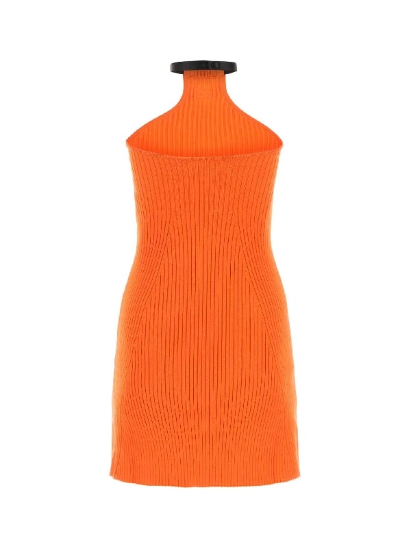 Logo Choker Halter Neck Knit Dress