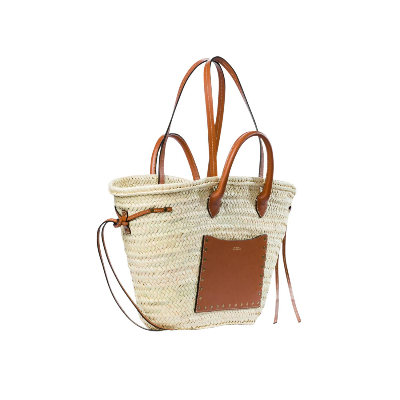 CADIX raffia leather basket bag