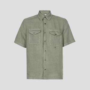 23SSLino Pockets Shirt - Linen small logo button shirt