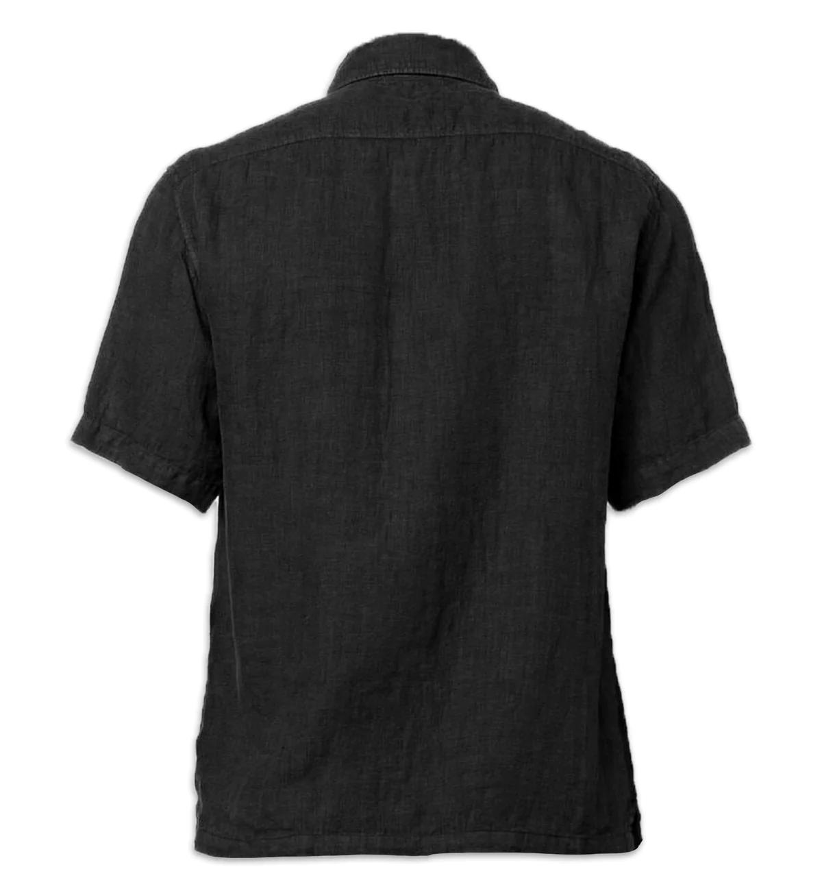 23SSLino Pockets Shirt - Linen small logo button shirt Black