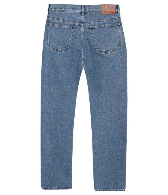 V logo denim pants