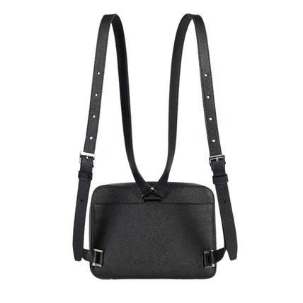 23SS Saffiano triangle logo backpack