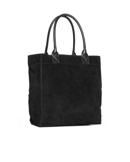 23SSS Small Yanky Suede Logo Tote Bag Black
