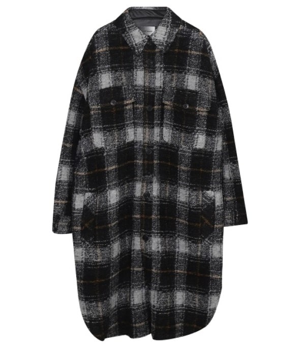 KOTAJOT check coat BLACK