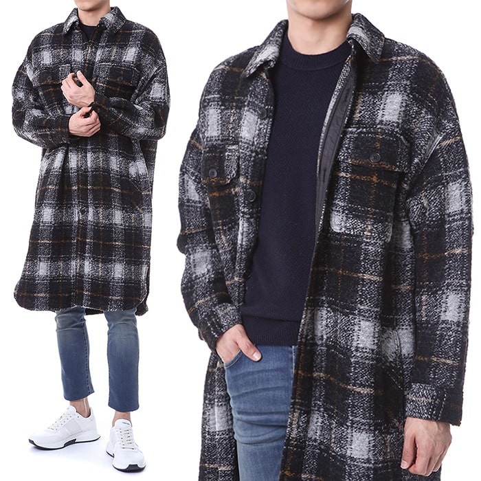 KOTAJOT check coat BLACK