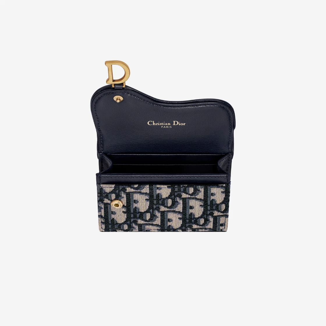 Saddle Flap Card Holder Blue Dior Oblique Jacquard