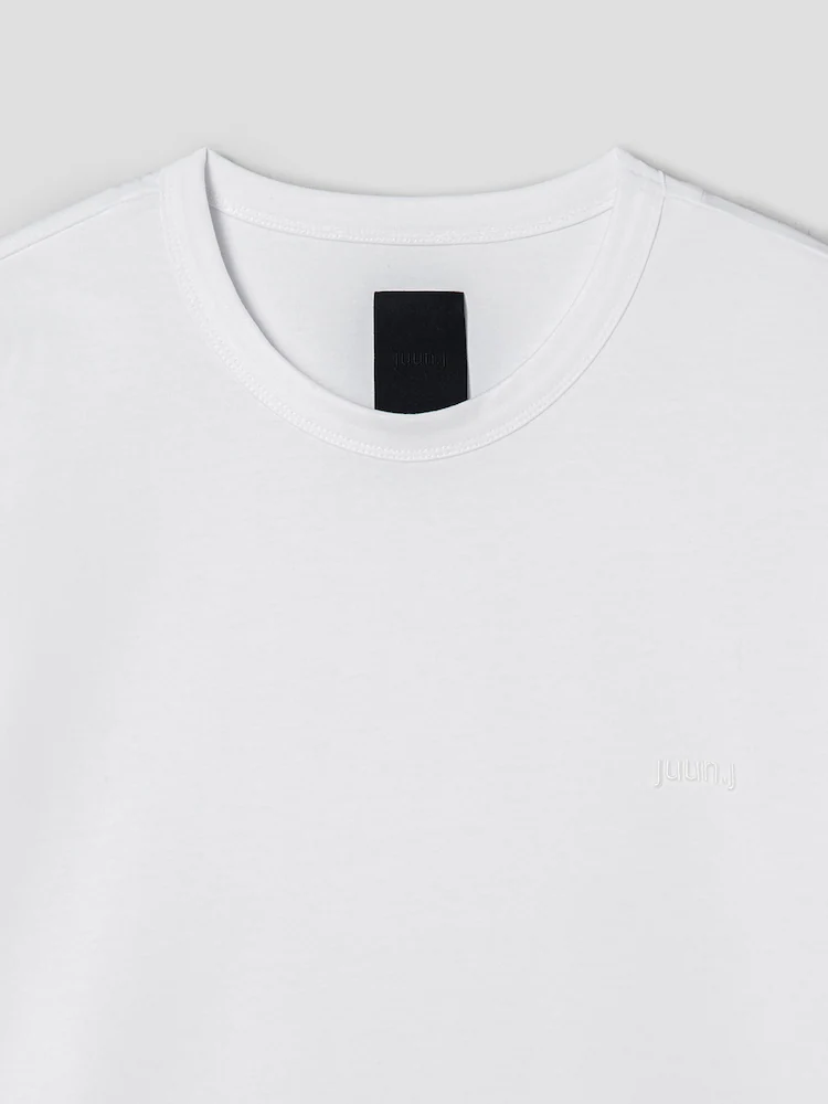 Cotton Plain Semi-Overfit T-Shirt - White