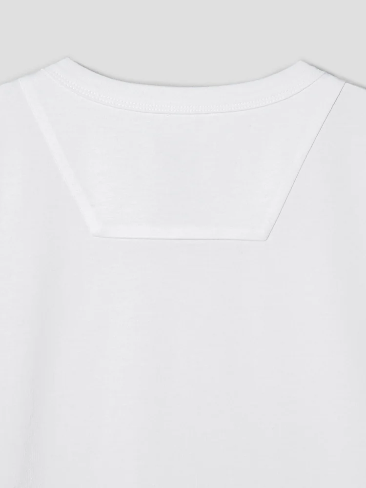 Cotton Plain Semi-Overfit T-Shirt - White