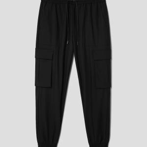 Wool Blended Cargo Joggers - Black