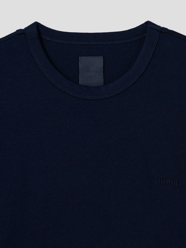 Cotton Graphic Semi-Overfit Short Sleeve T-Shirt - Navy