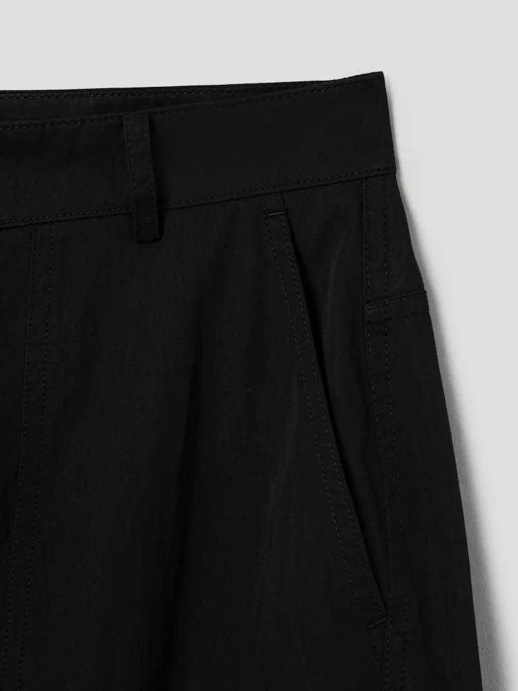 Cotton Wide Cargo Pants - Black