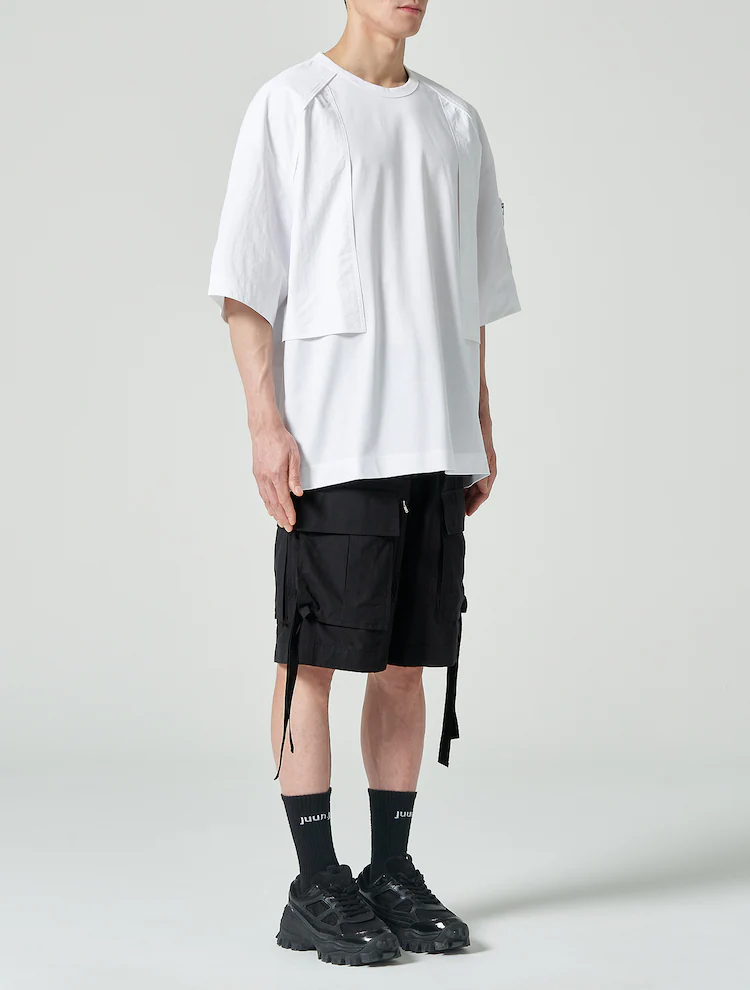 Cotton Cargo String Shorts - Black