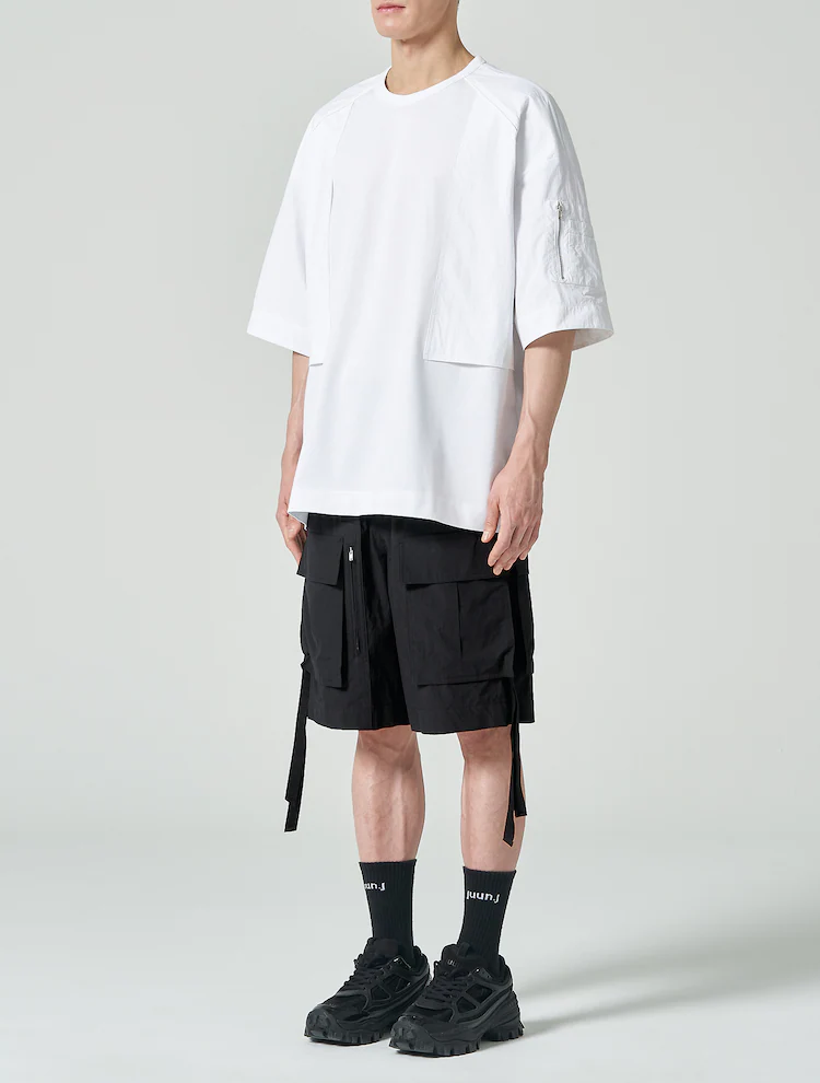 Cotton Cargo String Shorts - Black