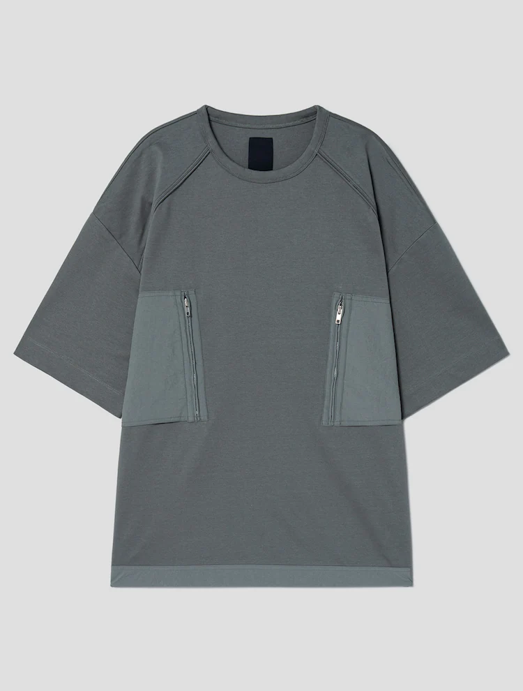 Front Pocket Detail Short Sleeve T-Shirt - Khaki