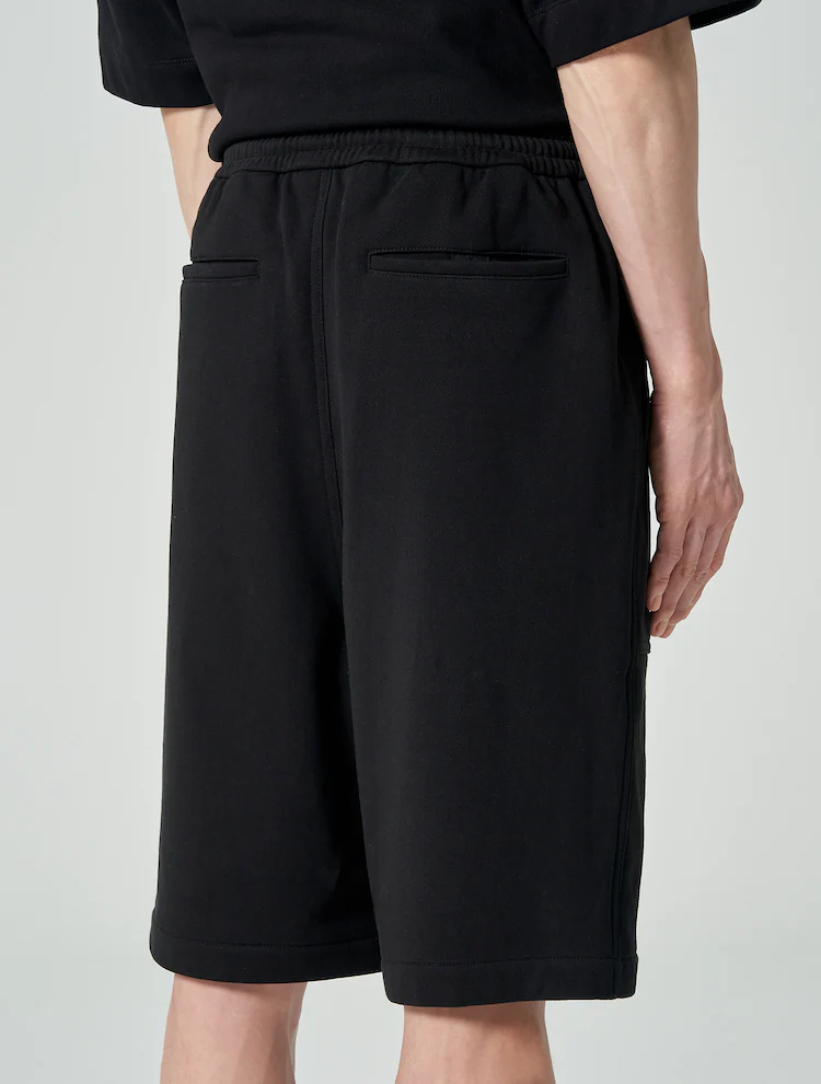 Cotton Wide Shorts - Black