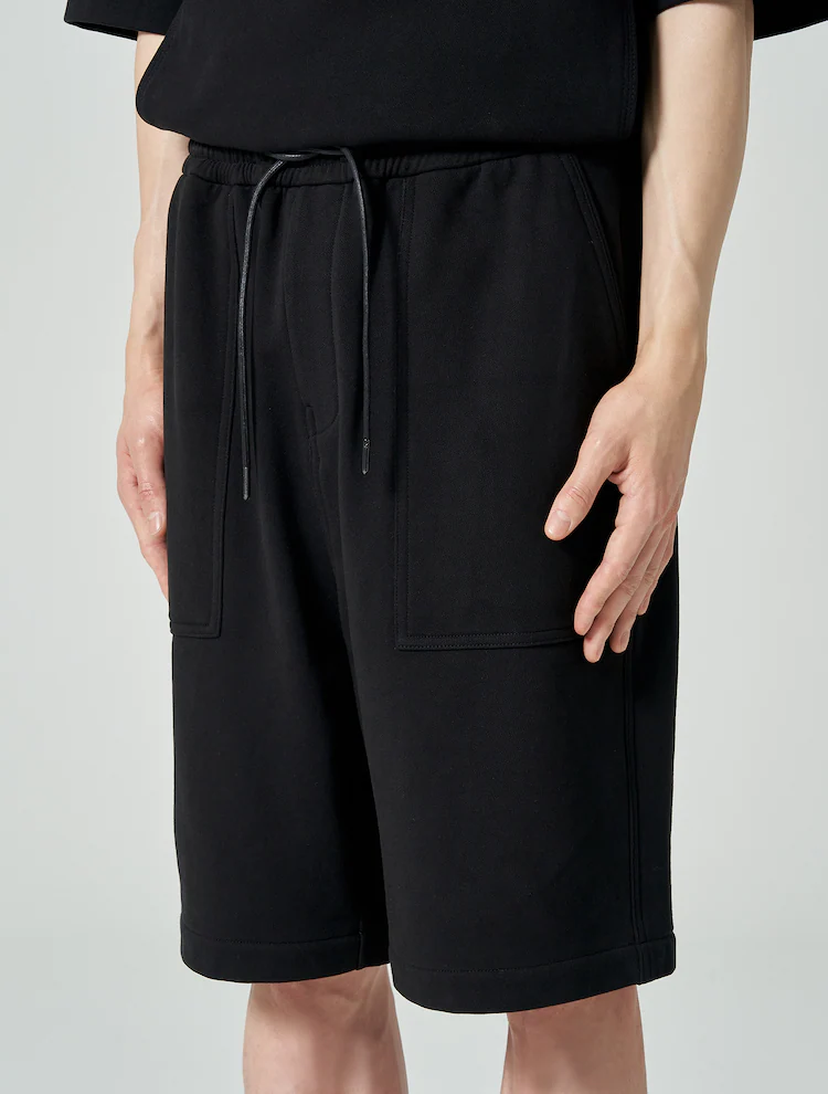 Cotton Wide Shorts - Black