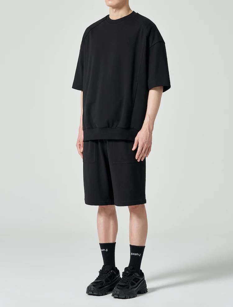 Cotton Wide Shorts - Black