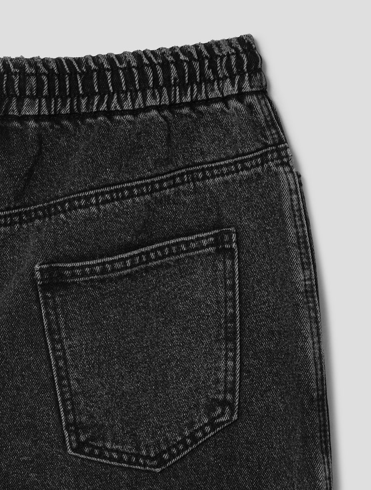 Snap Detail Out Pocket Denim - Black