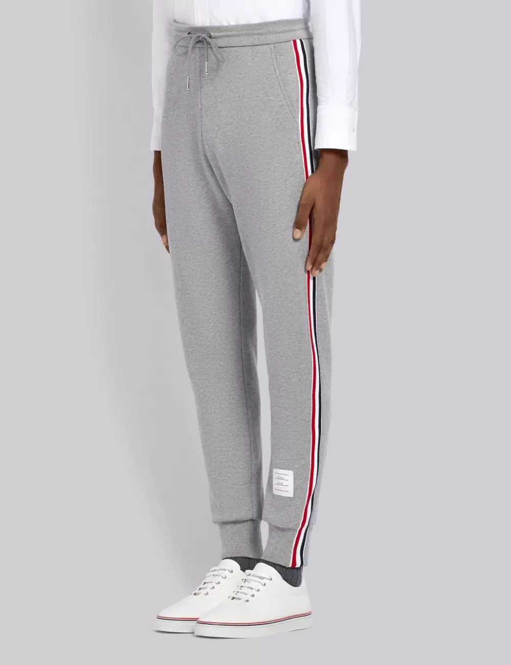LIGHT GRAY LOOPBACK JERSEY VERTICAL STRIPE SWEATPANTS