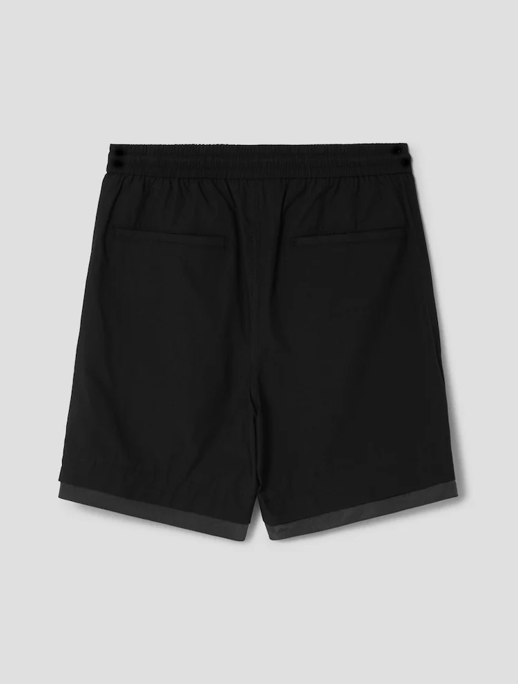 Cotton Side Zipper Short Pants - Black