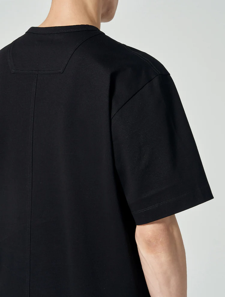 Cotton String Detail Layered T-Shirt - Black