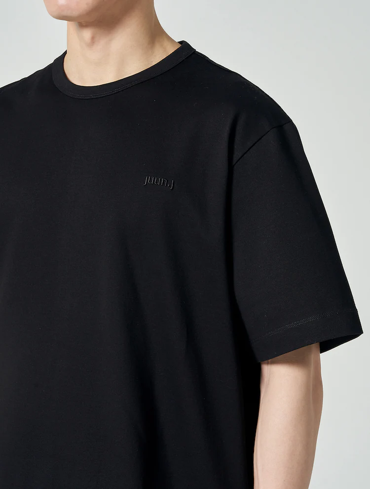 Cotton String Detail Layered T-Shirt - Black
