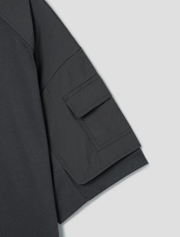 Layered Detail Short Sleeve T-Shirt - Gray