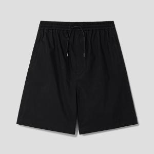 Cotton Nylon Wide Short Pants - Black