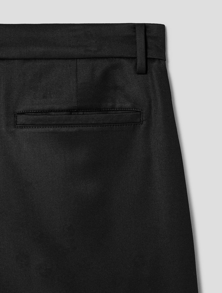 Zipper Detail Wool Formal Shorts - Black