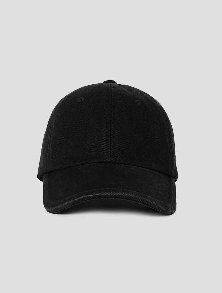 Denim Lettering Ball Cap - Black