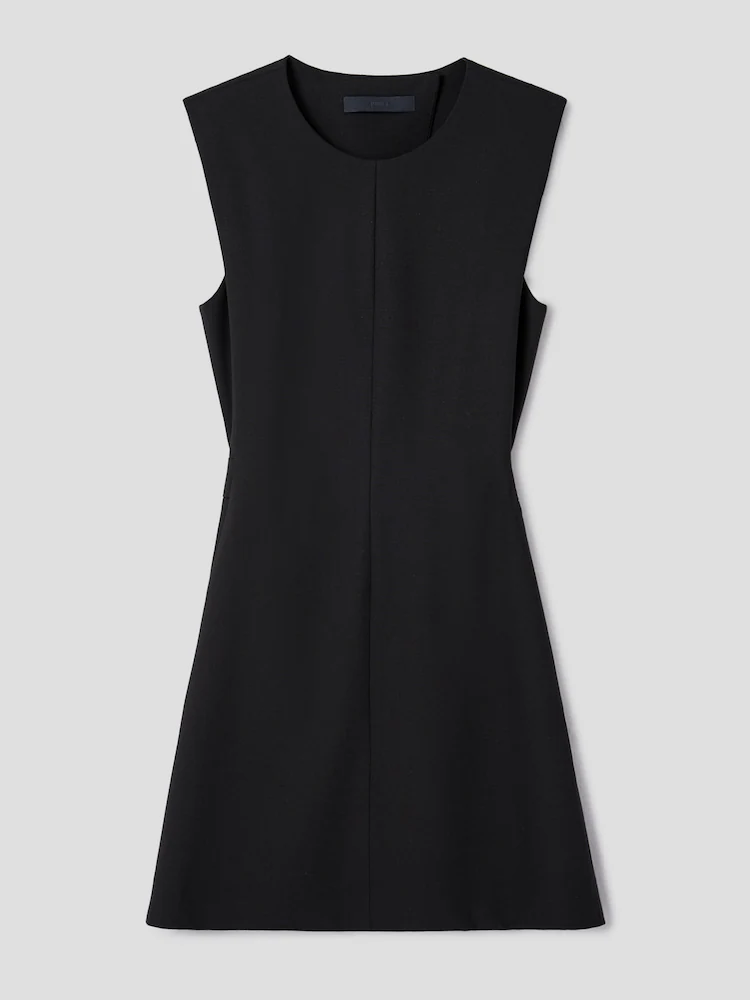 [Pre-order] Wool Blended Back Slit Mini Dress - Black