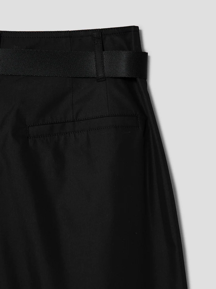 [Pre-order] Cotton Blended Pleated Waist Wide Pants - Black