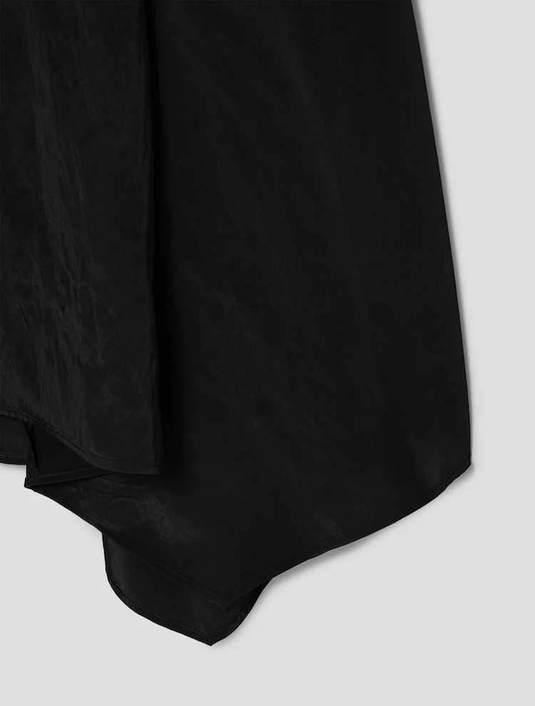 Rayon Blended Long Slit Dress - Black