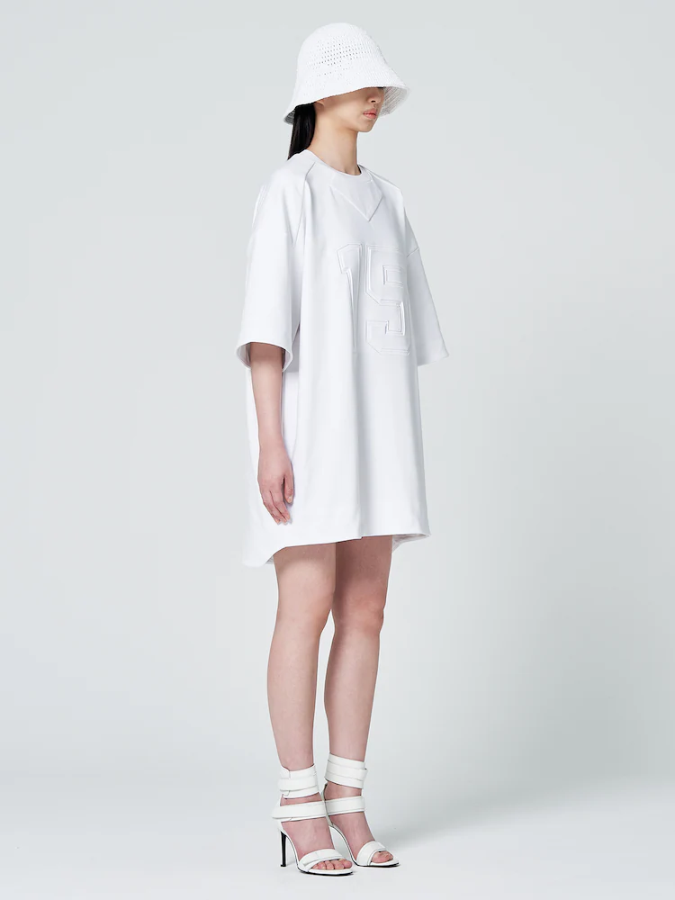 Half Sleeve Jersey Dress - White